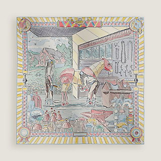 国内発送【お洒落】HERMES カレ ダブルフェイス90 Pony Pit Stop Pony Pit Stop double face scarf 90 | Hermès USA